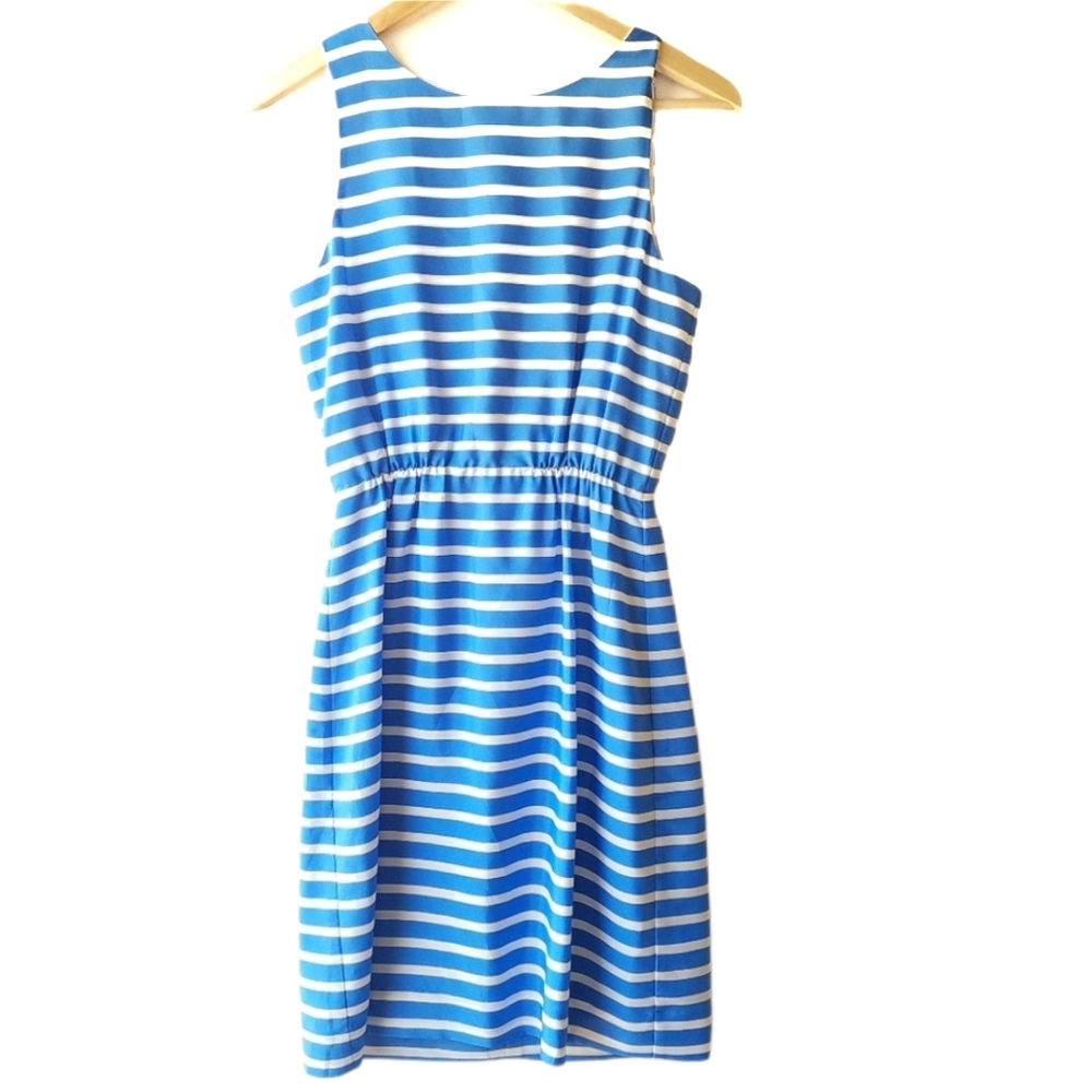 JCrew | Blue and White striped sleeveless sheath dress size 00